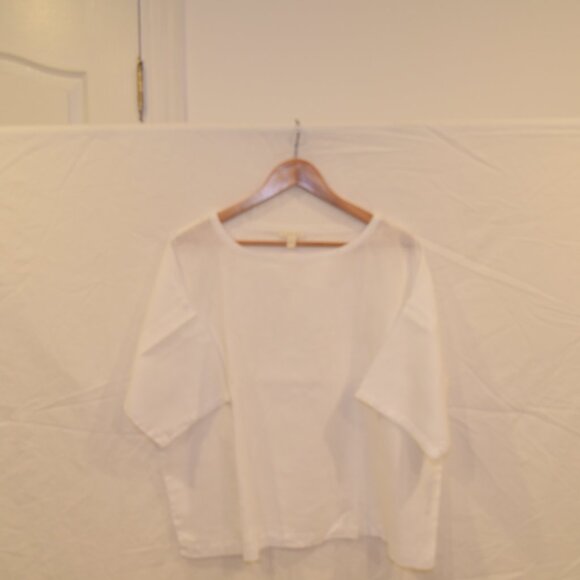 Eileen Fisher Organic Linen Boat Neck Blouse M - Picture 3 of 9